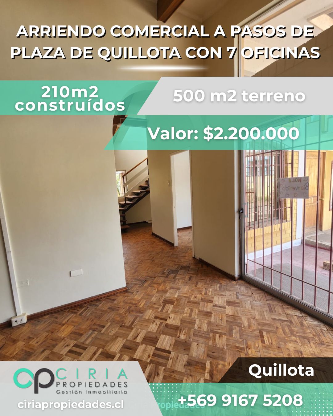 Arriendo comercial a pasos de Plaza de Quillota con 7 oficinas - Imagen 3