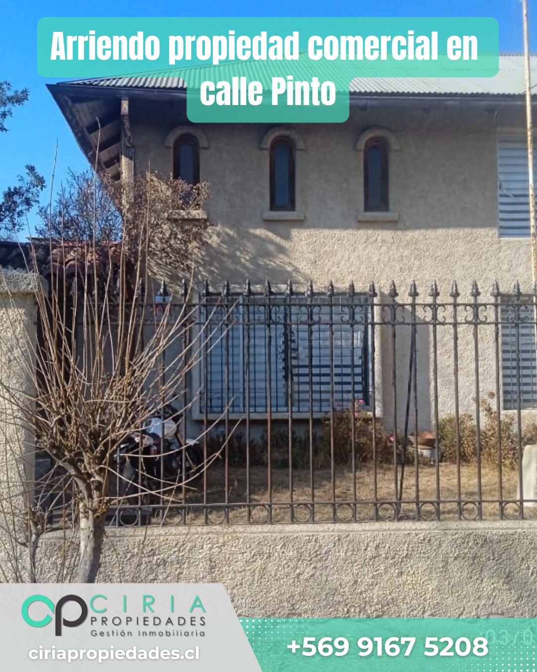 Arriendo propiedad comercial en calle Pinto