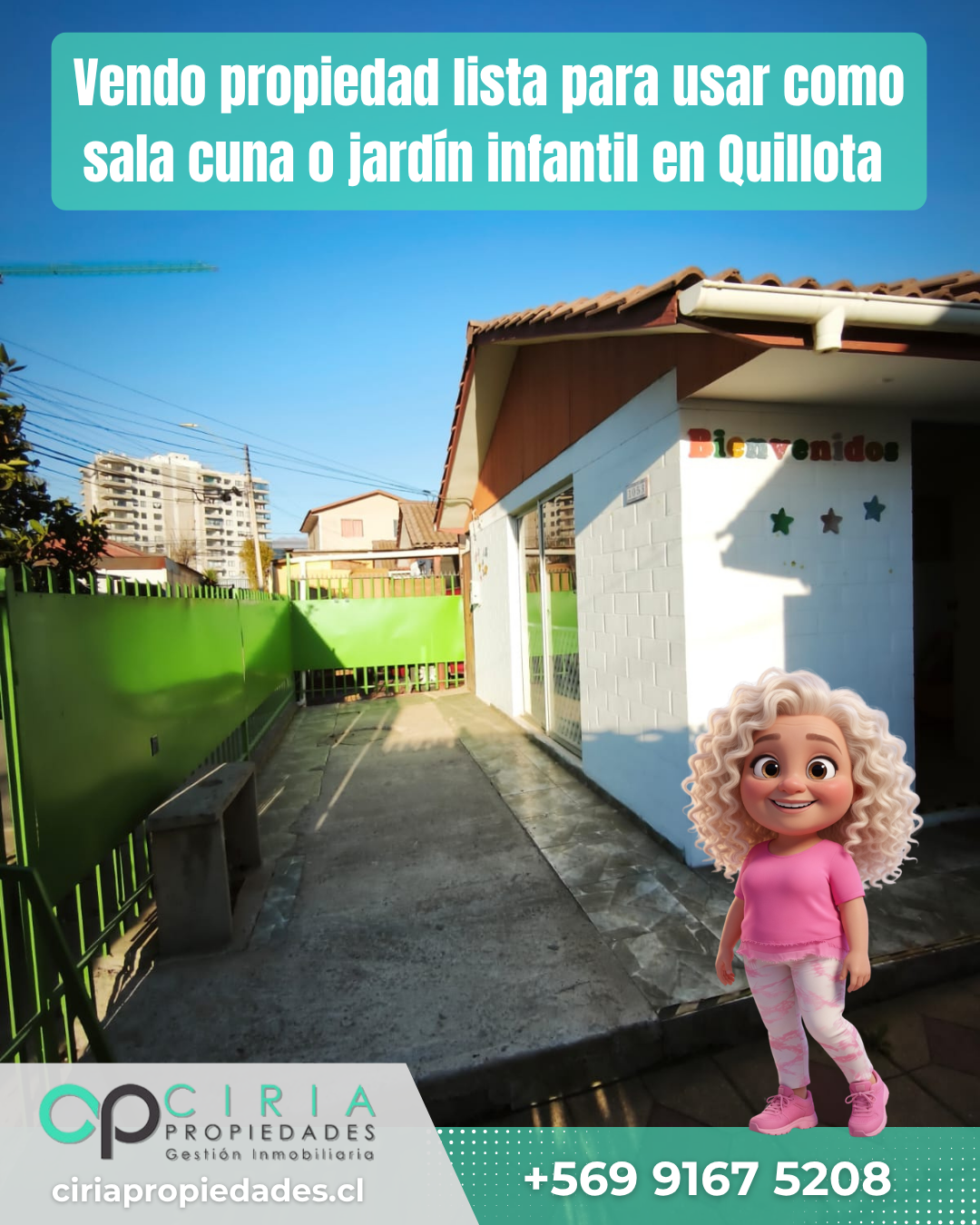 Vendo propiedad lista para usar como sala cuna o jardín infantil en Quillota 