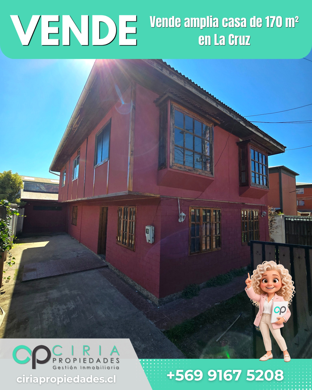 Vende amplia casa de 170 m² en La Cruz