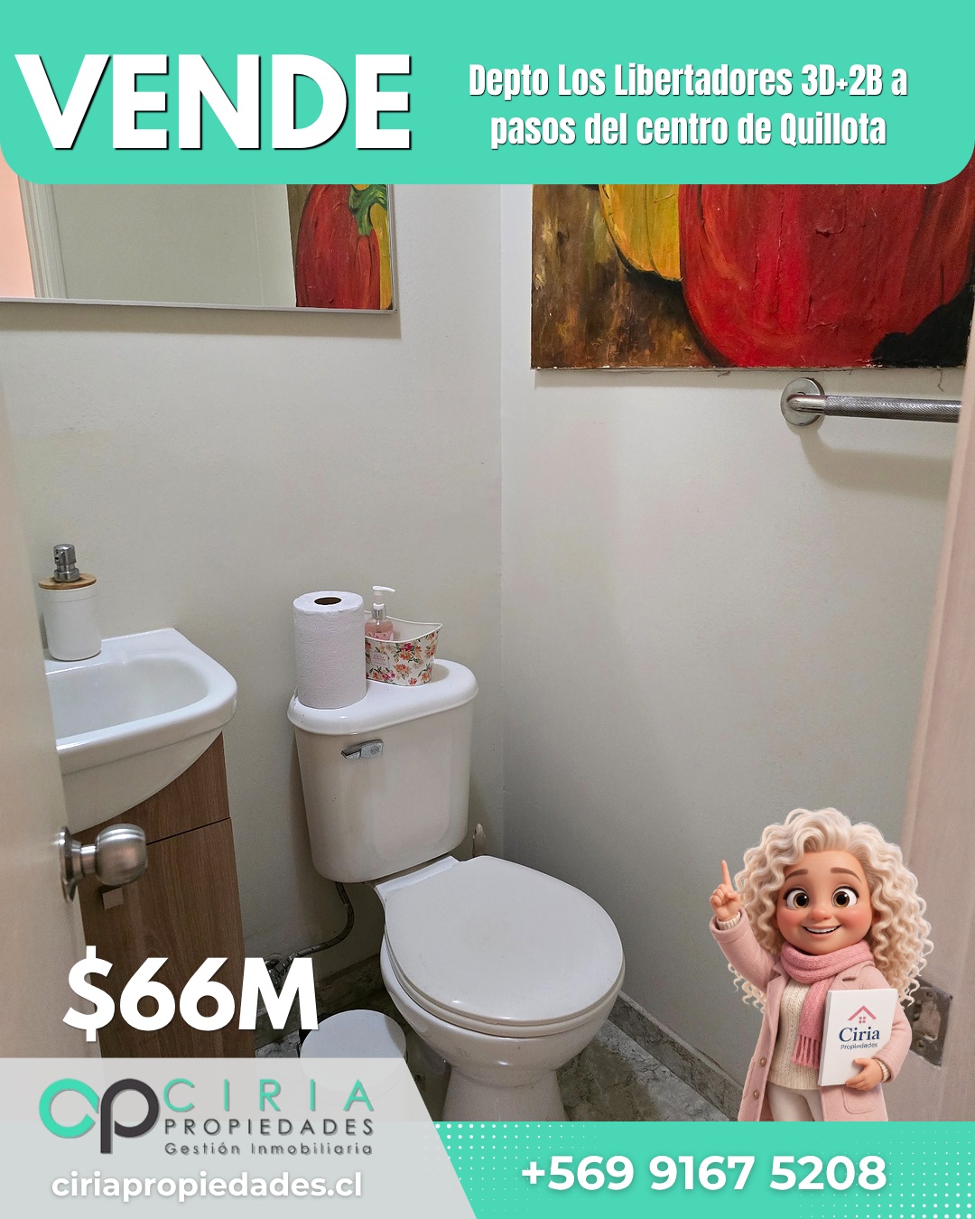¡Se Vende! Depto Los Libertadores 3D+2B a pasos del centro de Quillota - Imagen 2