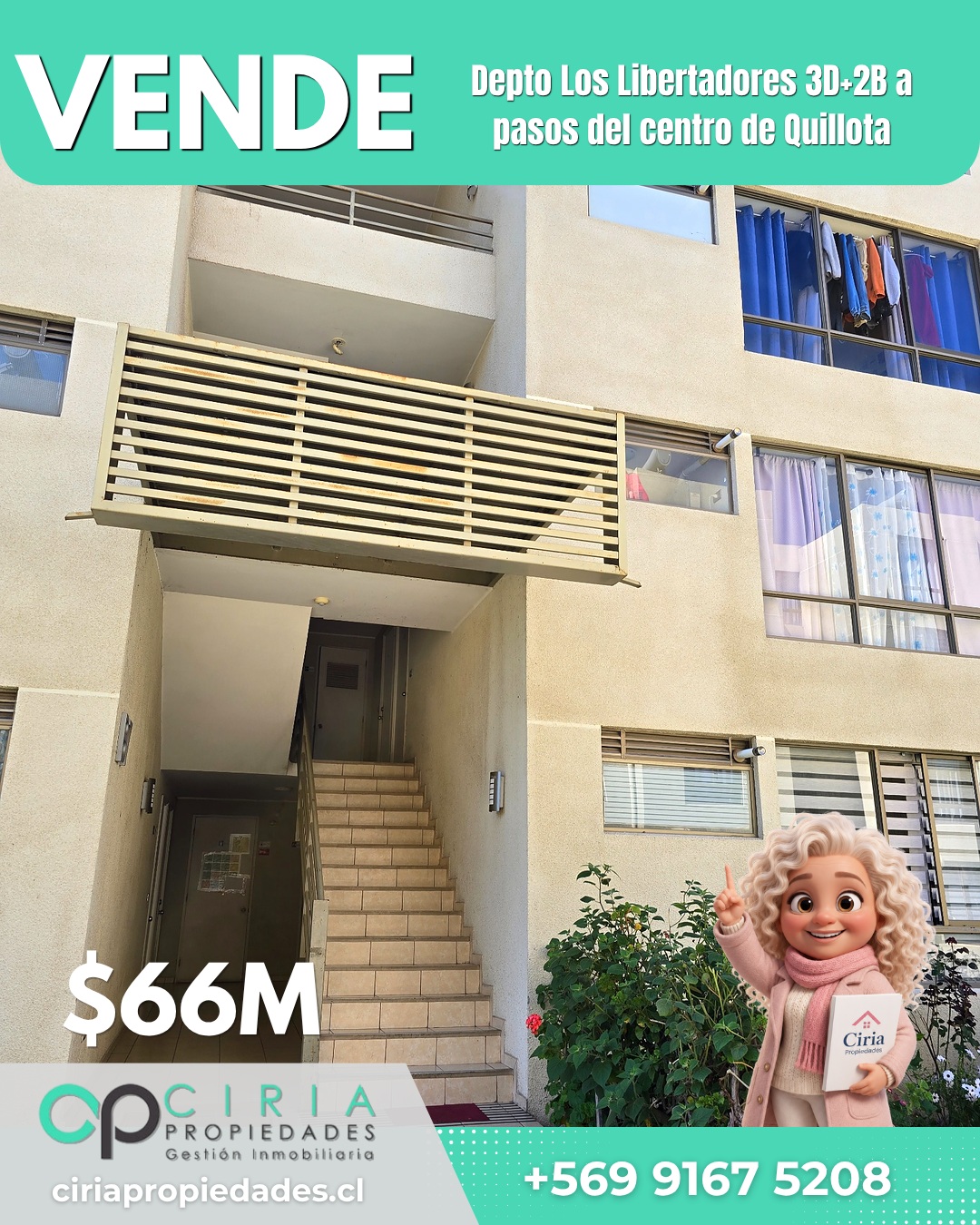 ¡Se Vende! Depto Los Libertadores 3D+2B a pasos del centro de Quillota